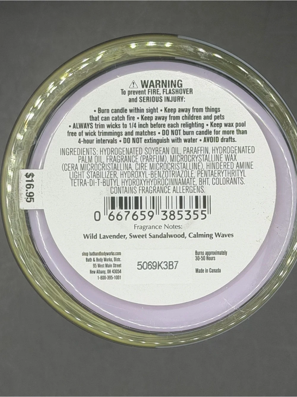 Bath & Body Works Lavender Oceanside Single-Wick 8OZ Candle in Purple